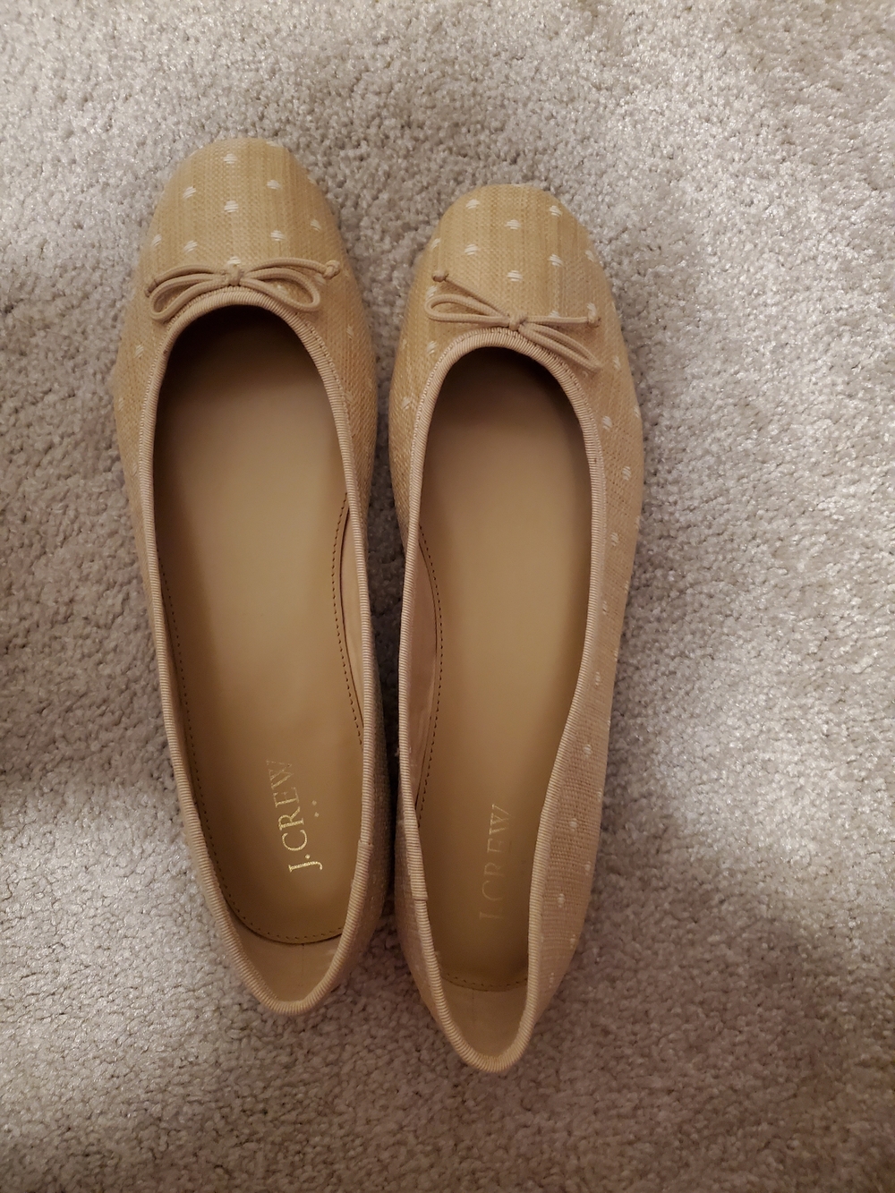 J.Crew Woven Polka-Dot Ballet Flats in RAFIA US 11 New